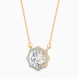 Yellow Diamond Halo Pendant Necklace
