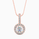 Rose Gold Diamond Halo Drop Pendant
