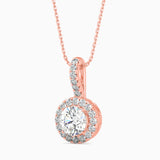 Rose Gold Diamond Halo Drop Pendant