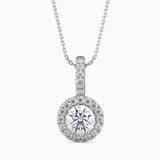 White Diamond Halo Drop Pendant