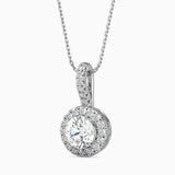 White Diamond Halo Drop Pendant