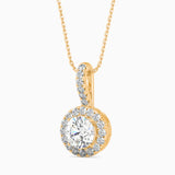 Yellow Diamond Halo Drop Pendant
