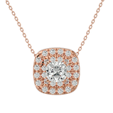Rose Gold Double Halo Diamond Pendant Necklace