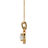 Yellow Round-Cut Diamond Halo Pendant Necklace