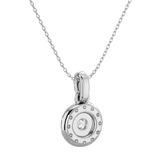 White Round-Cut Diamond Halo Pendant Necklace