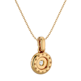 Yellow Round-Cut Diamond Halo Pendant Necklace