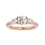Classic Rose Gold Three-Stone Diamond Engagement Ring