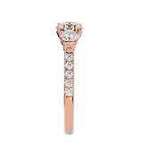 Classic Rose Gold Three-Stone Diamond Engagement Ring
