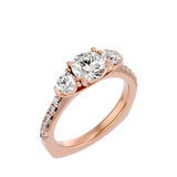 Classic Rose Gold Three-Stone Diamond Engagement Ring