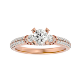 Rose Gold Round-Cut Diamond Trio Engagement Ring