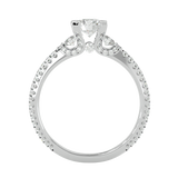 White Round-Cut Diamond Trio Engagement Ring