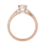 Rose Gold Round-Cut Diamond Trio Engagement Ring