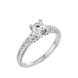 White Round-Cut Diamond Trio Engagement Ring