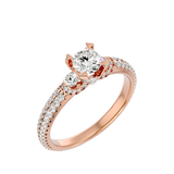 Rose Gold Round-Cut Diamond Trio Engagement Ring
