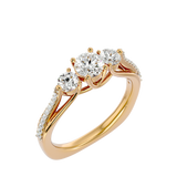 Yellow Triple Diamond Elegance Engagement Ring