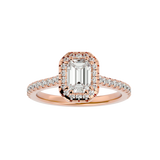 Rose Gold Emerald-Cut Diamond Halo Ring