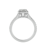 White Emerald-Cut Diamond Halo Ring