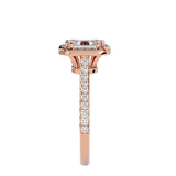 Rose Gold Emerald-Cut Diamond Halo Ring