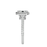 White Emerald-Cut Diamond Halo Ring