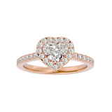 Rose Gold Heart-Shaped Diamond Halo Engagement Ring