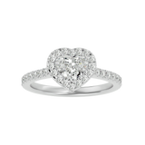 White Heart-Shaped Diamond Halo Engagement Ring