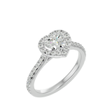White Heart-Shaped Diamond Halo Engagement Ring
