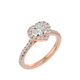 Rose Gold Heart-Shaped Diamond Halo Engagement Ring