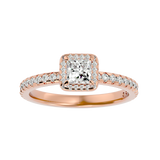 Rose Gold Princess-Cut Diamond Halo Engagement Ring