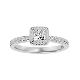 White Princess-Cut Diamond Halo Engagement Ring