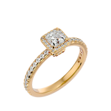 Yellow Princess-Cut Diamond Halo Engagement Ring