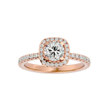Rose Gold Round-Cut Diamond Double Halo Engagement Ring