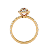 Yellow Round-Cut Diamond Double Halo Engagement Ring
