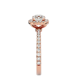 Rose Gold Round-Cut Diamond Double Halo Engagement Ring