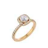 Yellow Round-Cut Diamond Double Halo Engagement Ring