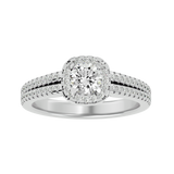 White Split Shank Diamond Halo Engagement Ring