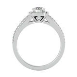 White Split Shank Diamond Halo Engagement Ring