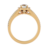 Yellow Split Shank Diamond Halo Engagement Ring