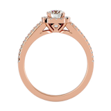 Rose Gold Split Shank Diamond Halo Engagement Ring