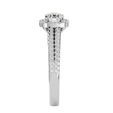 White Split Shank Diamond Halo Engagement Ring