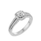 White Split Shank Diamond Halo Engagement Ring