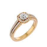 Yellow Split Shank Diamond Halo Engagement Ring