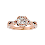 Rose Gold Princess-Cut Diamond Twisted Halo Engagement Ring
