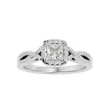 White Princess-Cut Diamond Twisted Halo Engagement Ring