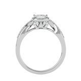 White Princess-Cut Diamond Twisted Halo Engagement Ring