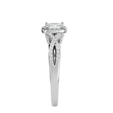 White Princess-Cut Diamond Twisted Halo Engagement Ring