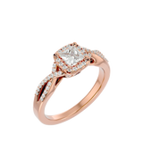 Rose Gold Princess-Cut Diamond Twisted Halo Engagement Ring