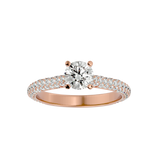 Rose Gold Pavé Diamond Solitaire Engagement Ring
