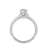 White Pavé Diamond Solitaire Engagement Ring