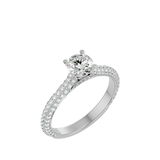 White Pavé Diamond Solitaire Engagement Ring