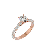 Rose Gold Pavé Diamond Solitaire Engagement Ring